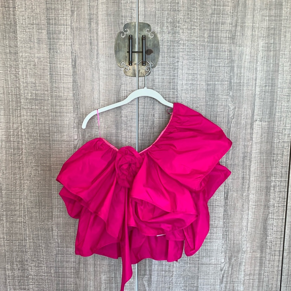 Zara Asymmetrical‎ Ruffle One Shoulder Blouse